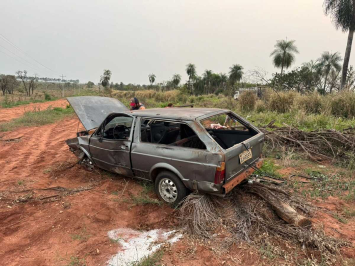 Carro capota e deixa dois gravemente feridos na MS-134, entre Nova Andradina e Nova Casa Verde