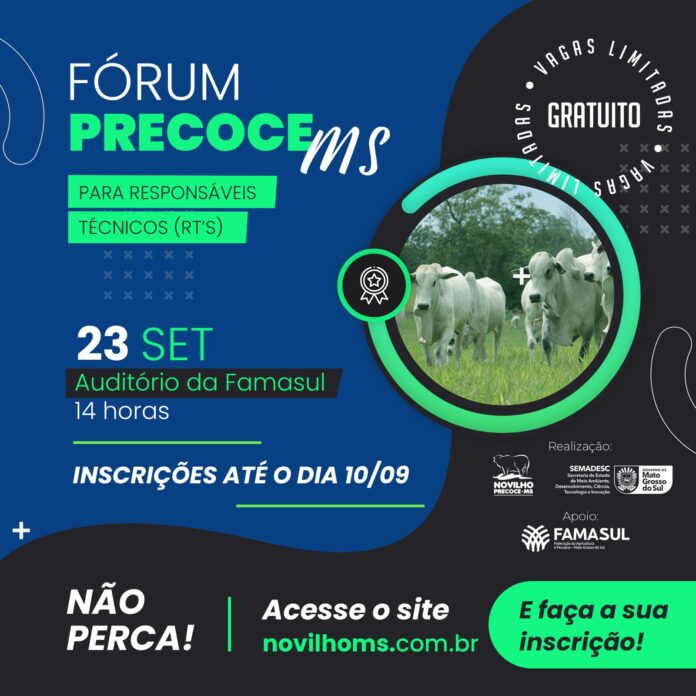 Fórum Precoce MS voltado para responsáveis técnicos está com inscrições abertas