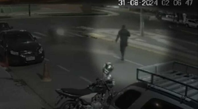 Segurança fratura perna após ser atropelado por motociclista bêbado em Aquidauana (vídeo)