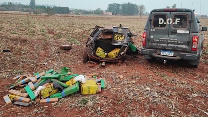 Traficante capota carro com R$ 2 milhões em droga e é preso pelo DOF em Sidrolândia