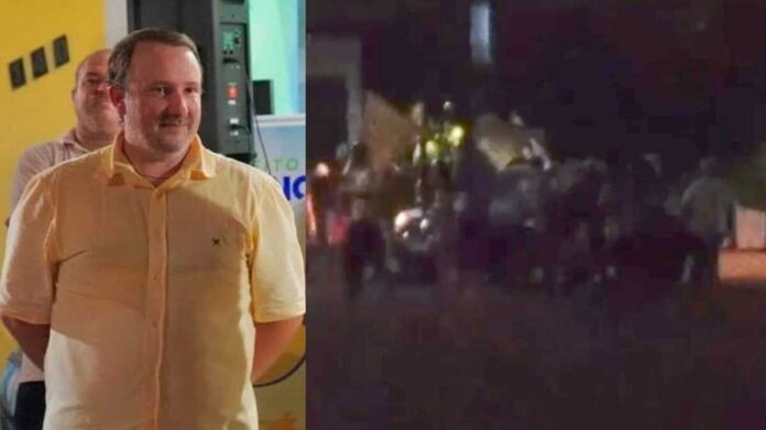 Candidato é cercado e apanha de apoiadores do adversário Dr. Juliano em Nioaque (vídeo)