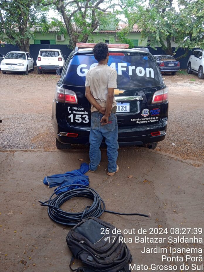 GCMFRON prende autor de furto de fiação em flagrante