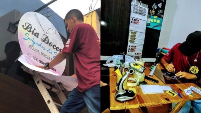 Sem clientes e com dívidas, empresário faz liquidação em loja de adesivos para quitar aluguel