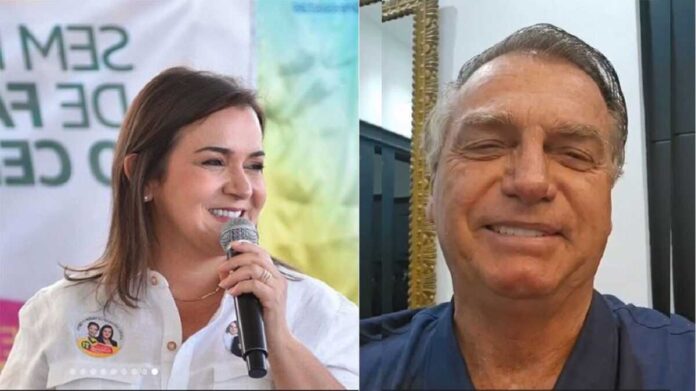 Sorridente, Bolsonaro pede voto em Adriane no 2º turno; prefeita festeja (vídeo)