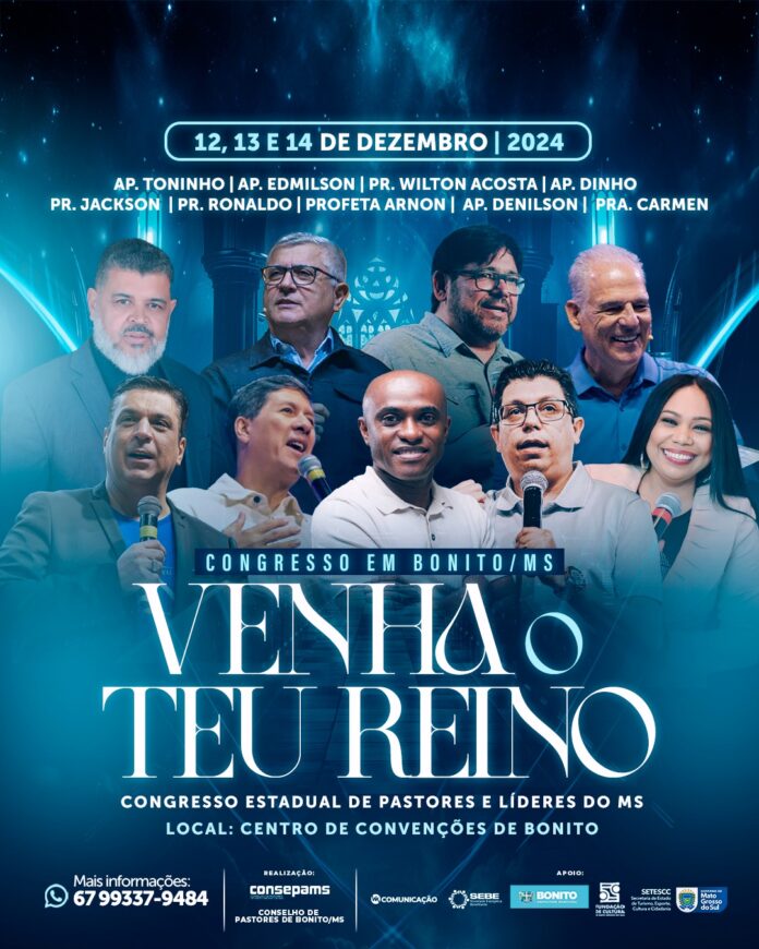 Bonito recebe Congresso Estadual de Pastores e Líderes de MS em dezembro