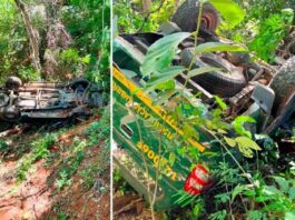 Capotamento deixa cinco feridos na BR-262, em Miranda