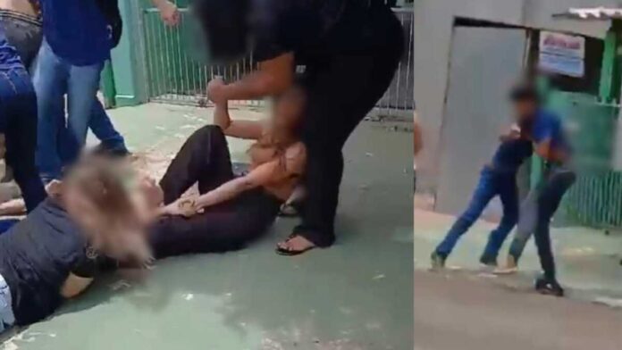 Chute na cara e puxão de cabelo: alunos filmam briga generalizada entre colegas em Coxim (vídeo)