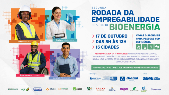 Funtrab e Biosul anunciam 2ª Rodada de Empregabilidade do Setor de Bioenergia com mais de 630 vagas em 15 municípios de MS
